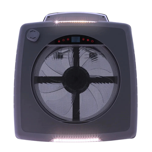 Freucamp Dachhaube Plus Fan 40x40 cm mit 12V Ventilator – Ansicht geöffnet